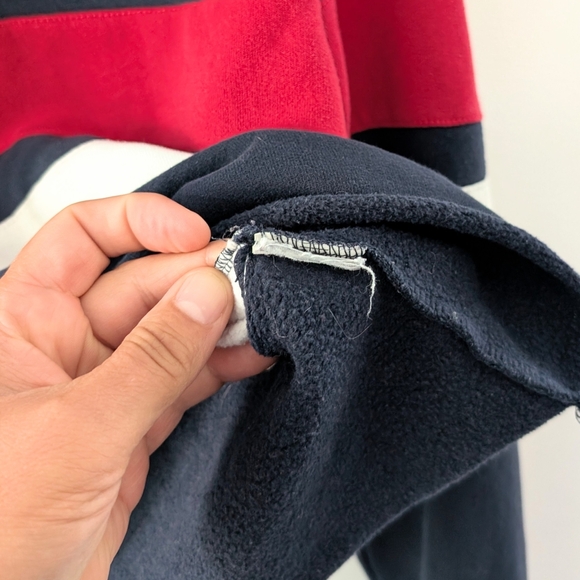 Hollister Women's Navy and Red Striped Hoodie - Picture 9 of 9